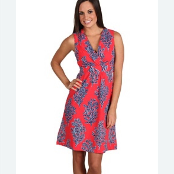 Lilly Pulitzer Jia Seashell Coral Print Stretch Jersey Dress Size M - Picture 1 of 11